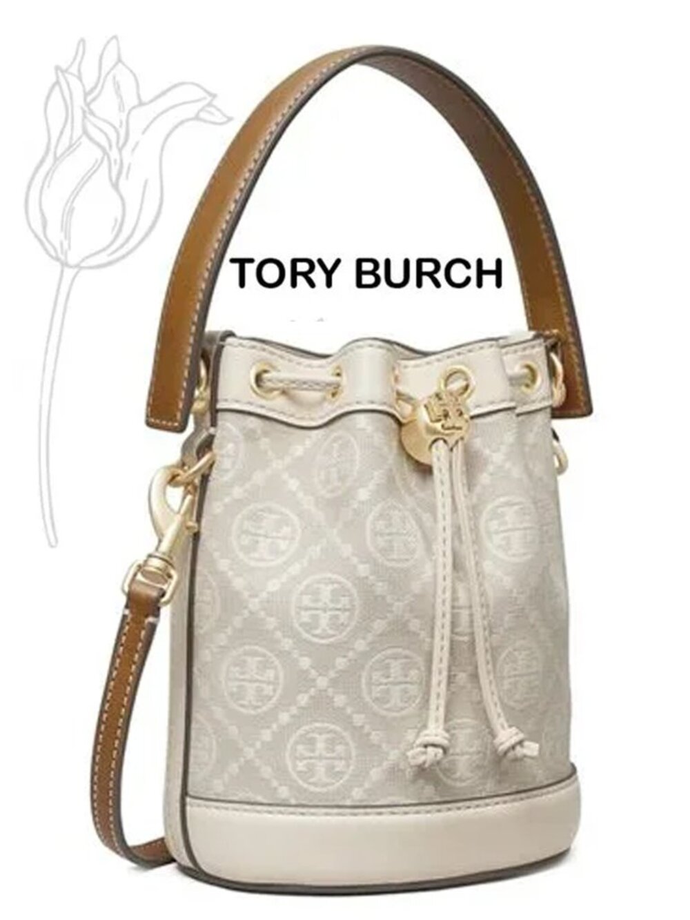 Tory Burch Mini T Monogram Bucket Bag